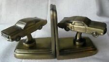 1964 - 65 Vintage Ford Mustang auto car brass bookends a pair all metal USA picture