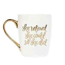 She Believed She Could So She Did- Gold and White Coffee Mug - 16 oz picture