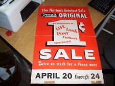 1950'S REXALL DRUGSTORE 1 CENT SIGN ADVERTISED IN LIFE-LOOK-POST-FARM JOURNAL picture