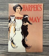 Vintage Harpers May Cat Edward Penfield Postcard picture