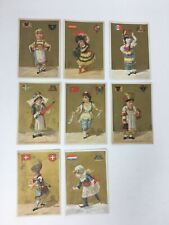 Victorian Collector Cards International Children Country Flags Seals Lot of 8 picture