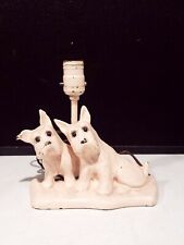 1930-40’s Vintage Pink Painted Cast Iron Scotty Terrier Dogs Door Stop Lamp picture