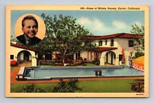 Linen Postcard Encino CA California Home of Mickey Rooney picture