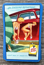Vintage 1950's PIN UP Playing Cards Mac's Super Gloss Auto Wax Deck INCOMPLETE picture