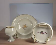 Lot of 3 Lenox Ashtrays & Match Cigarette Holder Yellow Rose Ming-Bird Gold Trim picture