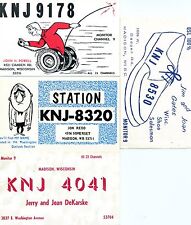 VINTAGE LOT OF 4 QSL CB CITIZEN BAND RADIO CARDS FROM MADISON WISCONSIN picture