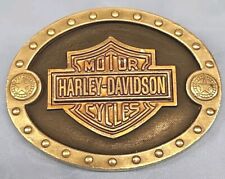Harley-Davidson Fat Boy Leather Backed Bar & Shield Belt Buckle Pre-Owned  picture
