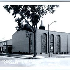 c1960s Charles City IA RPPC First Congregational Church Real Photo Postcard A110 picture