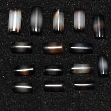 15 Large Ancient Agate Stone Chungzi Dzi Beads with Stripes in Good Condition picture