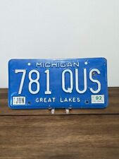 1992 Michigan License Plate 781QUS Great Lakes picture