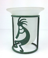 Southwest Kokopelli Votive Tea Light Candle Holder Metal Frame & Frosted Glass picture