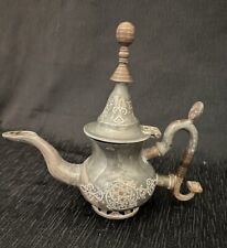 Mauritania Tuareg Teapot Inland W/Top Quality Copper, Brass, Tin And Inlaid Wood picture