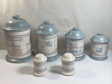 Set of 4 Vintage HOL Ceramic Kitty Cat Kitchen Canisters & Shakers 1989 picture