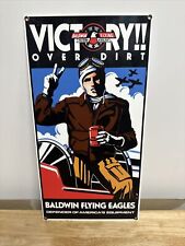 Vintage Ande Rooney BALDWIN FILTERS Flying Eagles Victory Porcelain Sign 17x9 picture