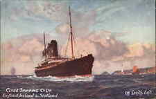 Steamship Boats, Ships Off Sand's End Clyde Shipping Co c1900s-20s Postcard picture
