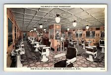 Minneapolis MN-Minnesota, New Nicollet Hotel Barber Shop Vintage Postcard picture