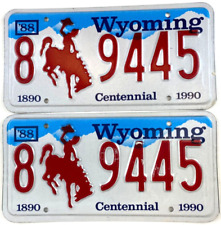 Wyoming 1988 License Plate Set Vintage Auto Platte Co 8 9445 Pub Wall Decor picture