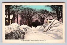 Milford NH-New Hampshire, Elm Street In Winter, Antique, Vintage Postcard picture