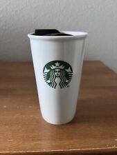 2011 Starbucks Double Wall Ceramic Tumbler Coffee Cup Travel Mug Lid 12oz picture