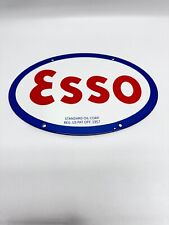 Esso Gasoline Vintage Style Porcelain Enamel Sign Service Station Pump Plate picture
