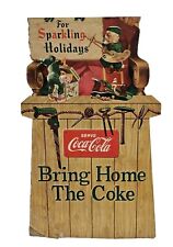 VINTAGE 1950s Holidays Coca-Cola Cardboard Sign 