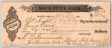 Maud, Oklahoma 1915 $10 Maud State Bank Check - Scarce picture