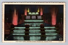 Jackson MI-Michigan, Cascades Sparks Fountain, Antique Vintage Souvenir Postcard picture