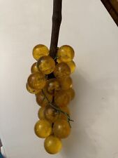 Vintage 60s Amber Lucite Grape Cluster on Driftwood MCM Approx 13” picture