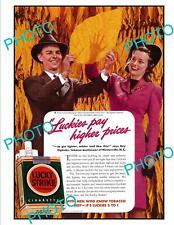 OLD LARGE HISTORIC ADVERTISING POSTER LUCKY STRIKE CIGARETTES c1940s picture