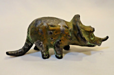 Vintage SRG Brass Bronze Metal TRICERATOPS Miniature Toy Dinosaur Figurine As Is picture