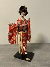 Vintage Geisha Maiko Japanese Dancer Kyoto Nishi Doll Japan Red Komono picture