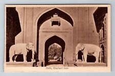 Delhi India, Elephant Gate, Antique Vintage Souvenir Postcard picture