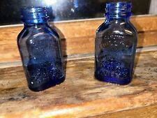 Lot Of 2 Beautiful Cobalt Blue Phillips Milk Of Magnesia Tablet Bottles Antique  picture