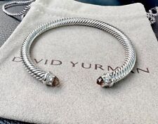 David Yurman 5mm Cable Classic Cuff Bracelet Silver Morganite & Diamond Sz Small picture