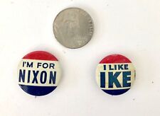 Eisenhower & Nixon Election Pins, 1950s, About the Size of a Nickel, Good Shape picture