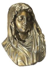 Vintage Virgin Mother Mary Silver Wall Art Sculpture J. Catineau 3D Bust Figure picture