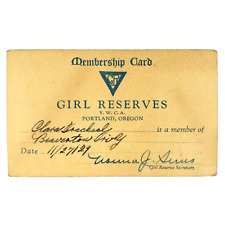 YWCA Girl Reserves Membership Card 1920s Portland & Beaverton Oregon Youth B3490 picture
