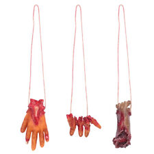 3pcs Halloween Trick Toy Creepy Decor Bloody Finger Broken Hands Feet Hanging US picture