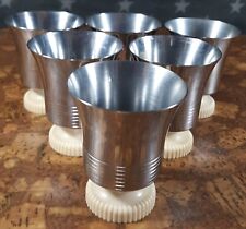Art Deco 1930's Stainless CHASE CHROME 6 COCKTAIL CUPS Bakelite Bases picture