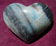 Large Trolleite Crystal Heart Gemstone Carving Blue Gray Black picture