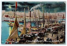 1907 A Busy Scene Along The Wharves Docked Sailboat Baltimore Maryland Postcard picture