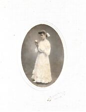 Lady Wearing Dress Photograph Studio Vintage Fashion Late 1800s Cabinet Card 7x9 picture