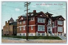 Medora North Dakota ND Postcard High And Central Schools Building 1910  Antique picture
