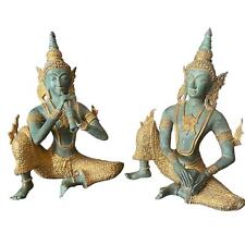 Vintage Thai Handcrafted Rattanakosin Teppanom Temple Musicians Set of 2 picture