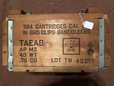Vintage US Military Army .30 Cal Wooden Ammo Crate Box picture