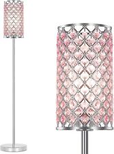 Crystal Floor Lamp for Bedroom, Silver Floor Lamp  Foot Switch (E26 Base) picture