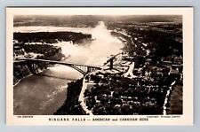Niagara Falls NY-New York RPPC, Aerial View From Both Sides, Vintage Postcard picture