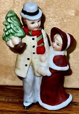Vintage Lefton Colonial Village - Father & Daughter with Tree 1986 05910 picture
