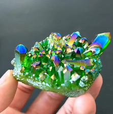 80-100g Aura Green Quartz Crystal Cluster Specimen Healing Reiki Ornaments Gift picture