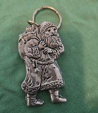 Pewter metal Santa Claus ORNAMENT keychain - Christmas in July picture